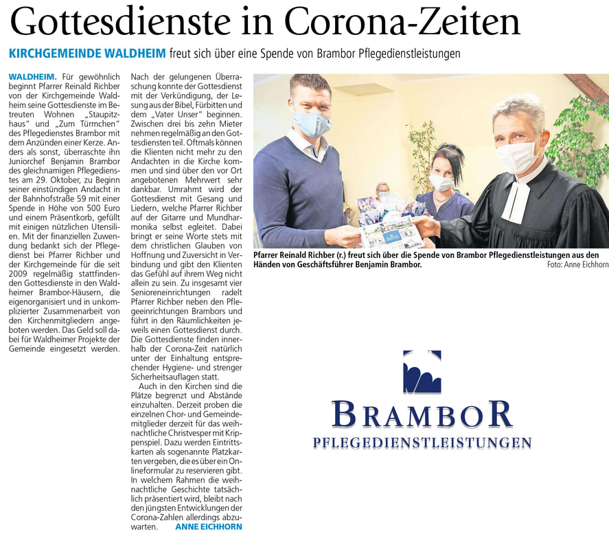 Brambor Pflegedienst Presse Spende Kirchgemeinde Projekt Betreutes Wohnen