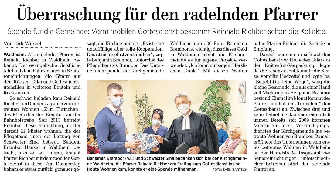 Brambor Pflegedienst Presse DAZ Spende Kirchgemeinde Betreutes Wohnen Waldheim
