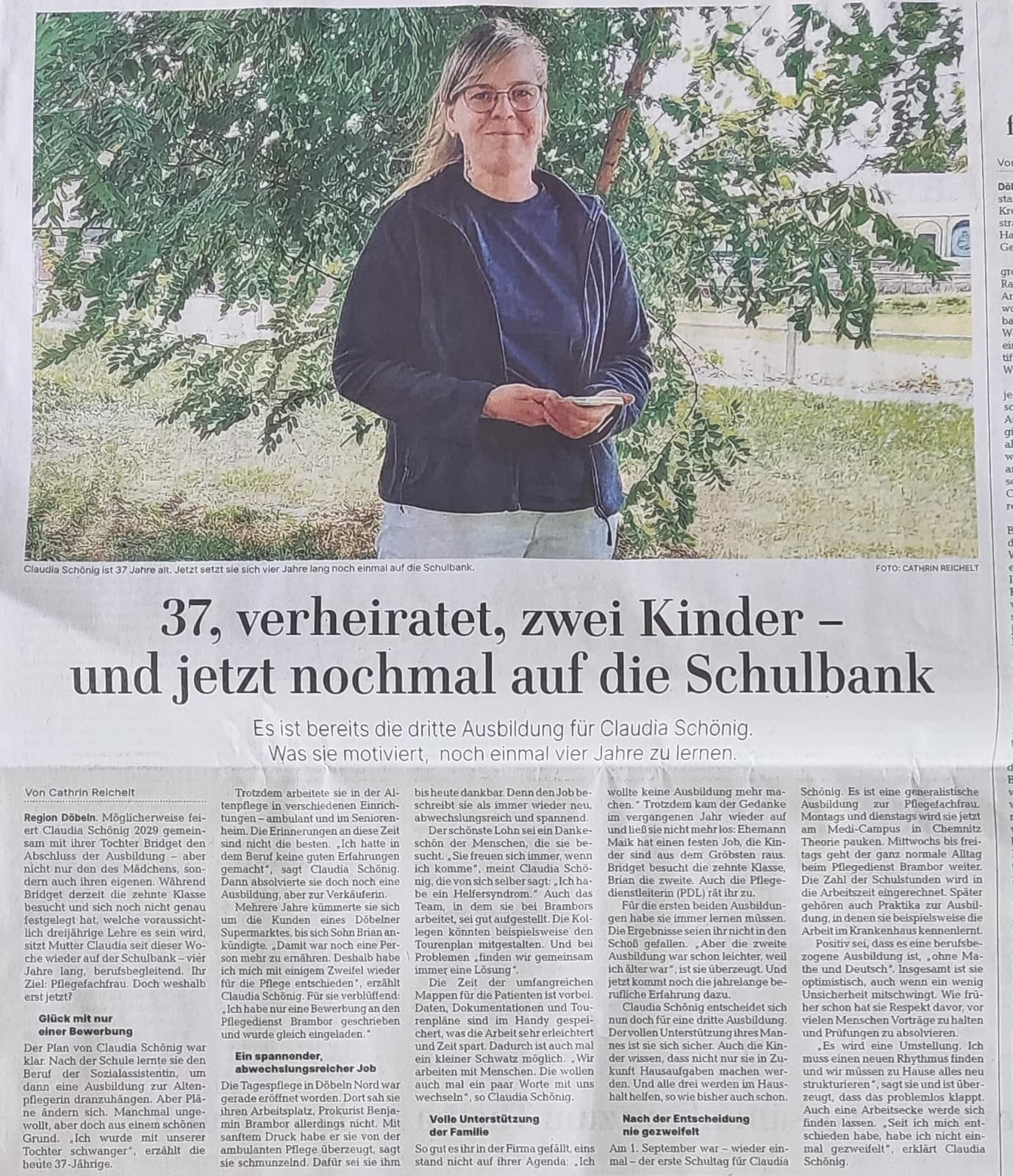 Wertschätzung für Engagement und Weiterbildung: Claudias Ausbildung zur Pflegefachfrau